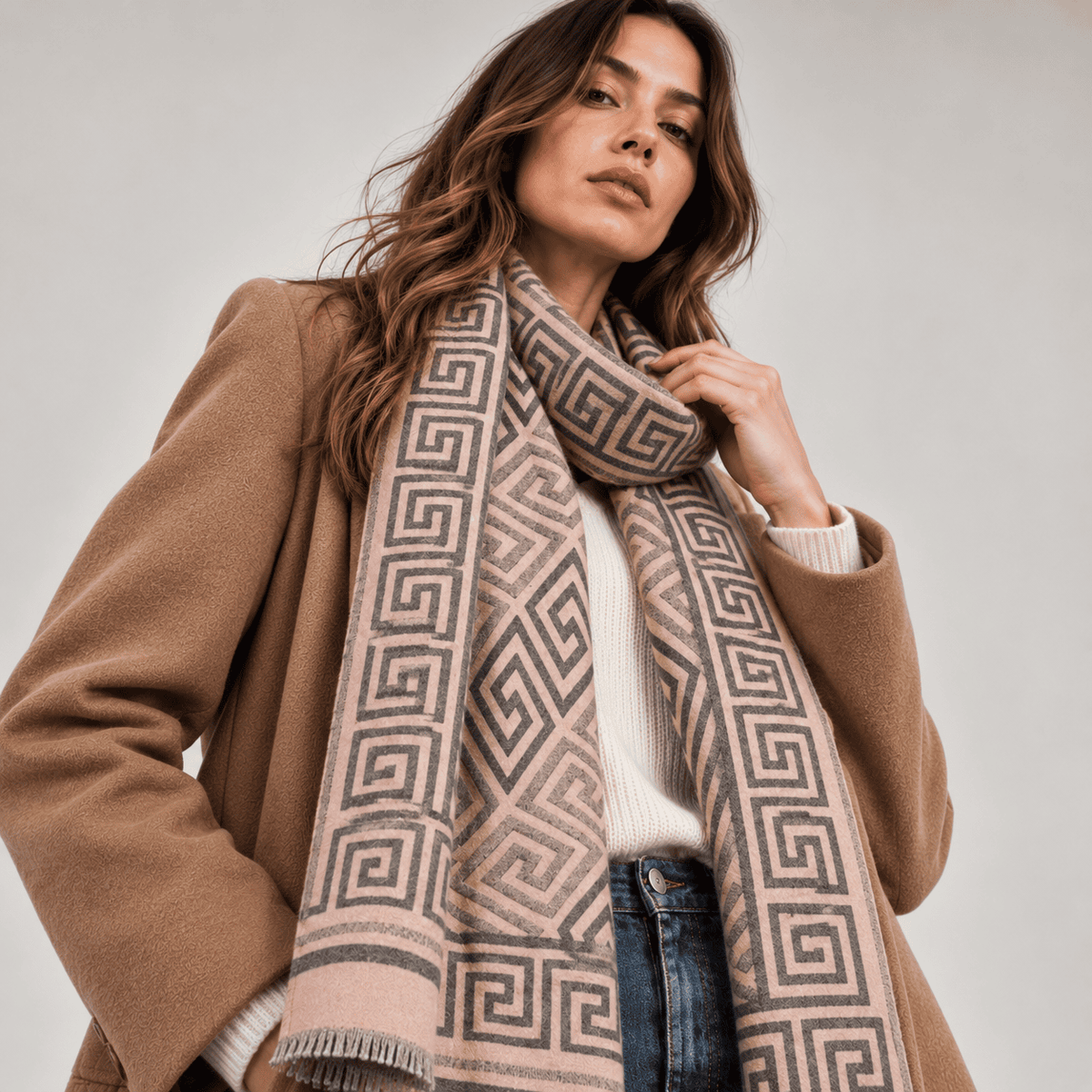Athena – Dames Sjaal Roze & Grijs