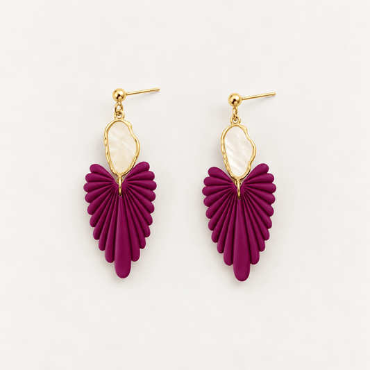 Nacre Dream – Goud Vergulde Dames Oorbellen Bordeaux