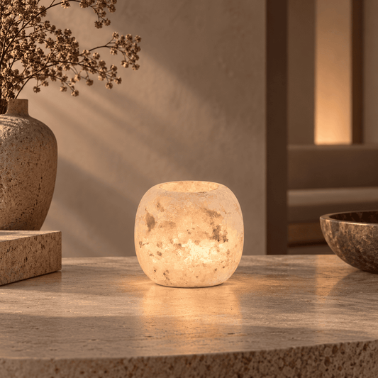 Klassiek Design – Alabaster Natuursteen Windlicht 15 cm