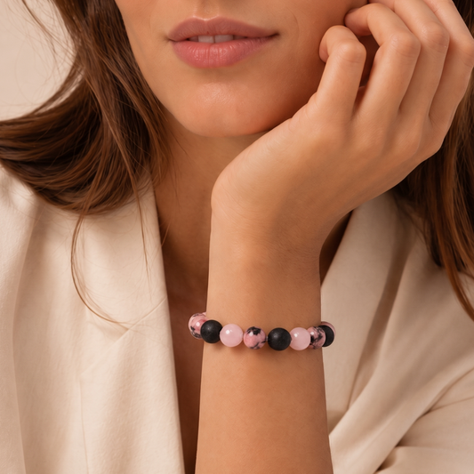 Pink Lava Bold – Dames Edelsteen Armband