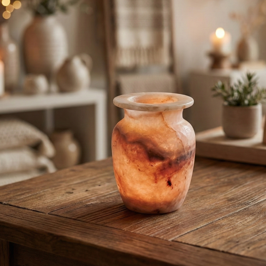 Natuursteen Windlicht 14,5cm - Alabaster Rosa di Terra