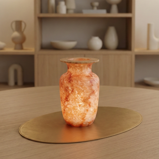 Natuursteen Windlicht 19 cm – Alabaster Fiamma Dorata