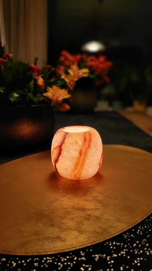 Natuursteen Waxinelichthouder Bolvormig 8 cm Alabaster - Real Unique