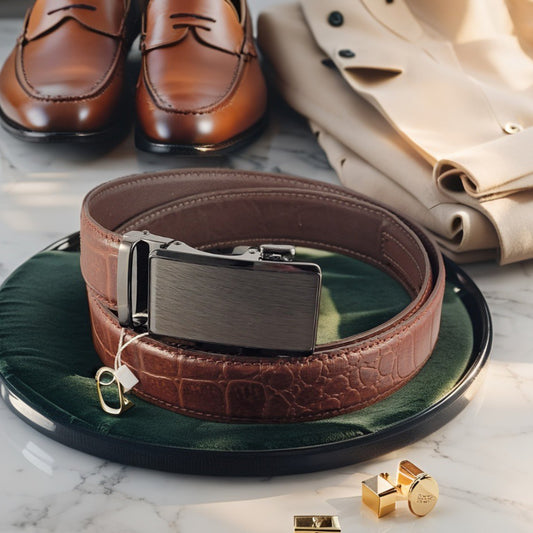 Croco Cognac riem zonder gaatjes