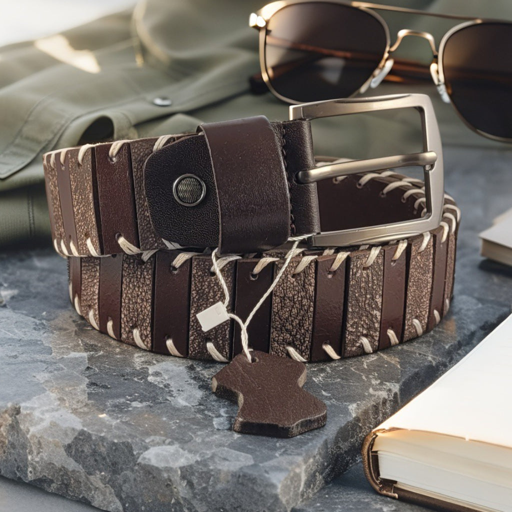 Marrone Intreccio – Unisex Gevlochten Leren Riem