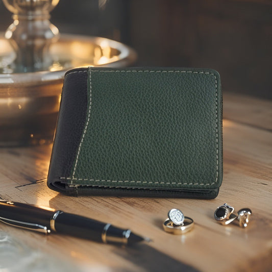 Verde Élan – Groene en Zwarte Leren Portemonnee