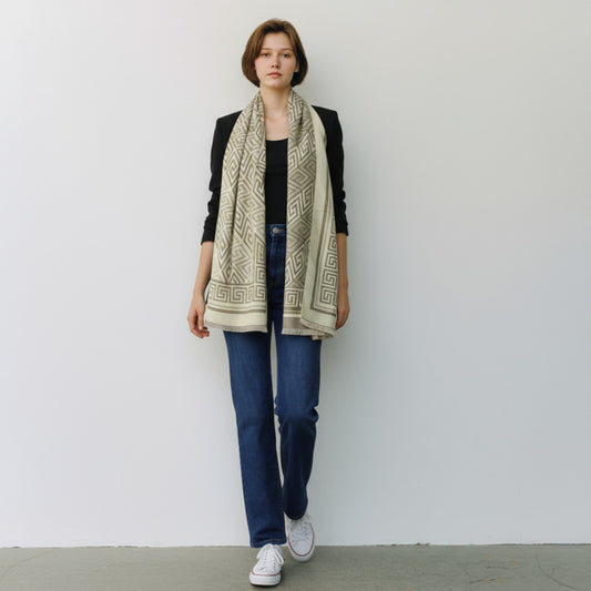 Athena Luxe Sjaal – Beige & Taupe