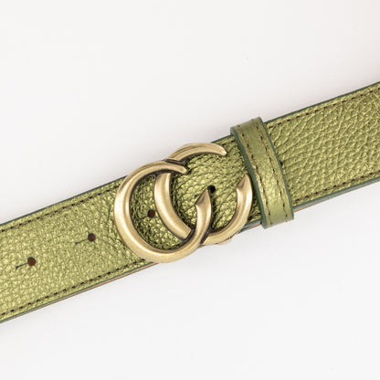 Cecile Classic Grain – Leren Damesriem Army Groen