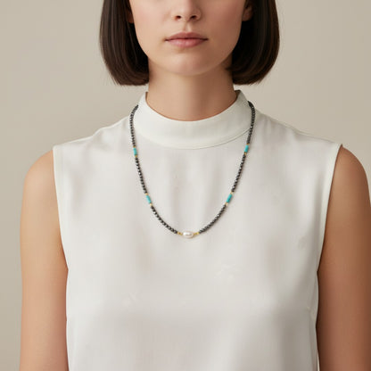 Noir & Turquoise Élancé ketting