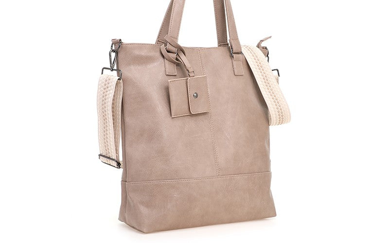 Taupe Le Mans schoudertas - shopper
