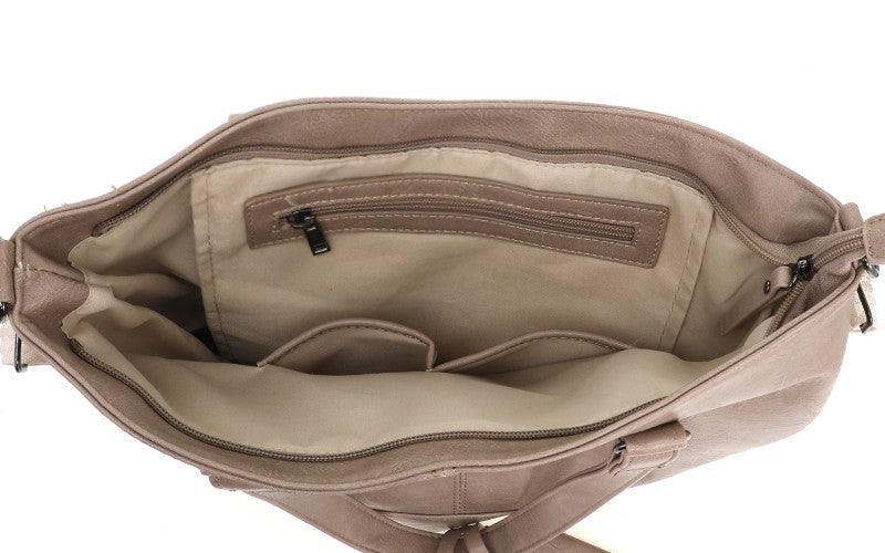 Taupe Le Mans schoudertas - shopper