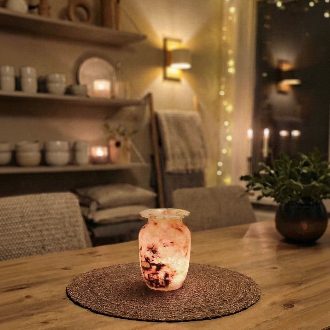 Natuursteen Windlicht 15 cm – Alabaster Luce di Marmo