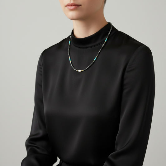 Noir & Turquoise Élancé ketting