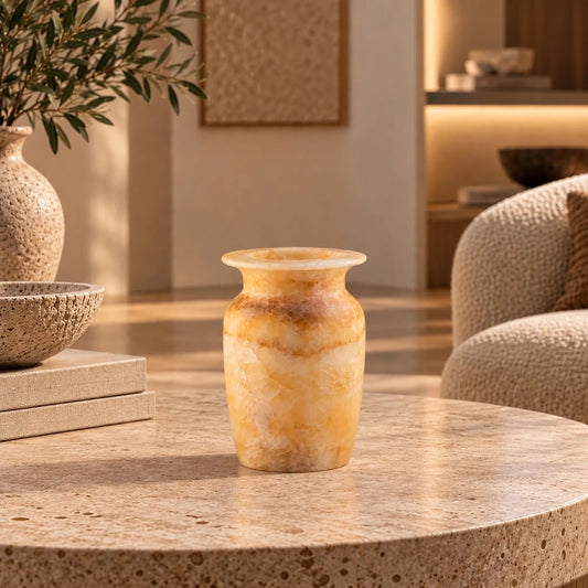 Ambra Classica – Alabaster Natuursteen Waxinelichthouder 13 cm