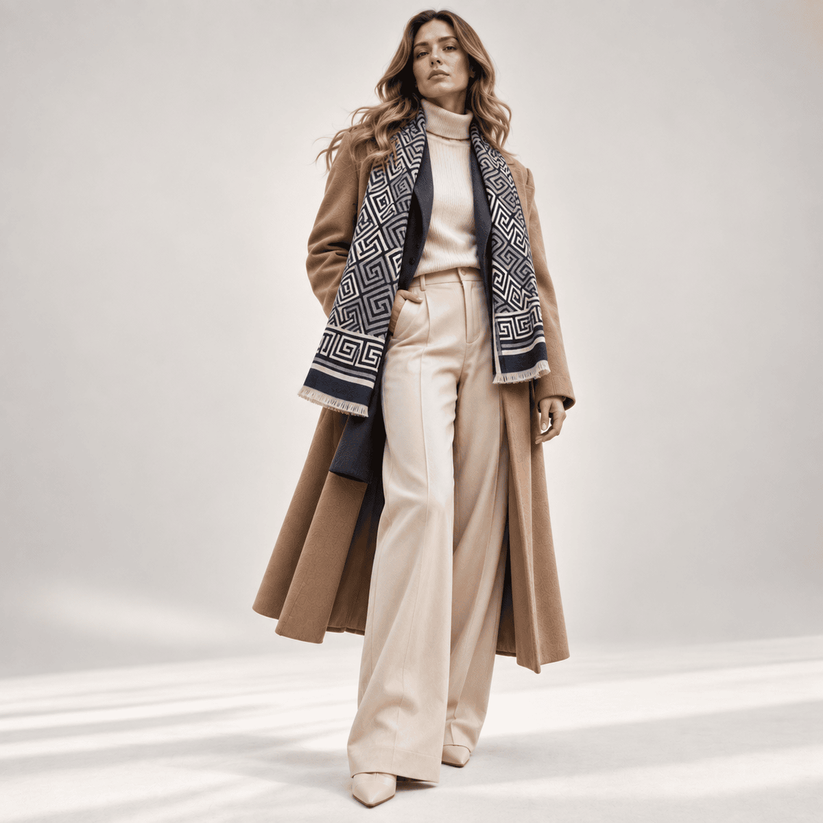Athena – Dames Sjaal Blauw & Crème