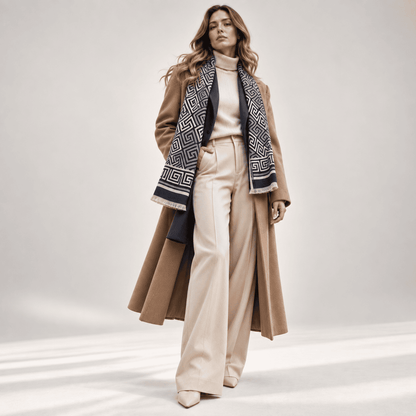 Athena – Dames Sjaal Blauw & Crème