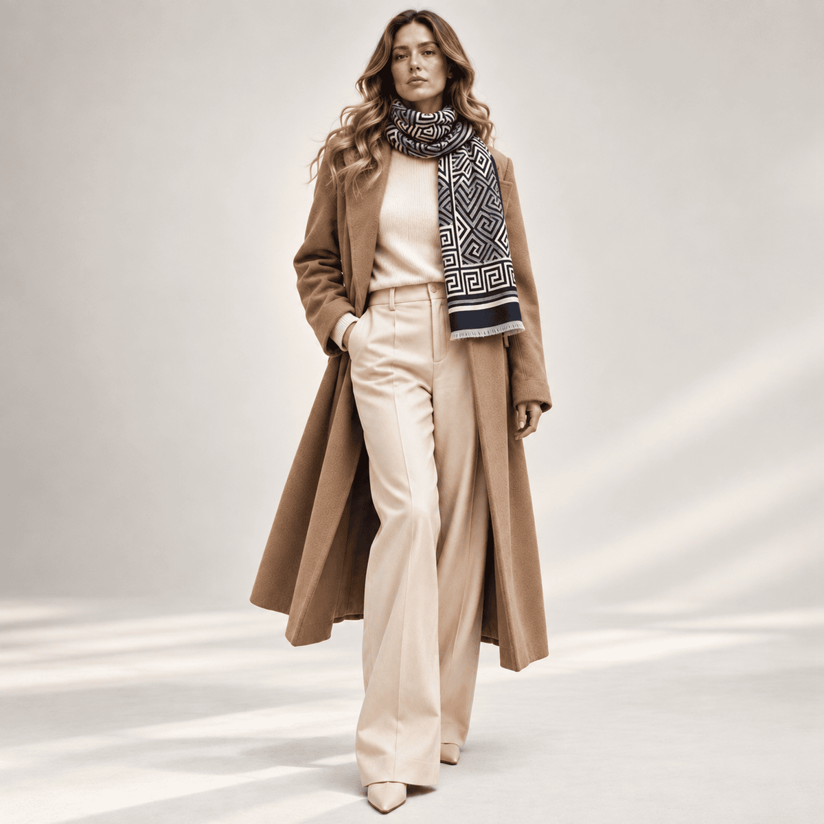 Athena – Dames Sjaal Blauw & Crème