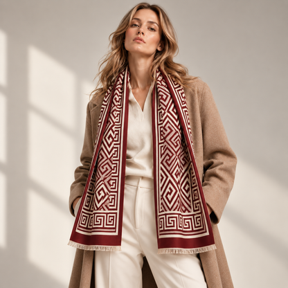 Athena – Dames Sjaal Bordeaux & Beige