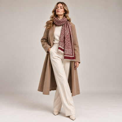 Athena – Dames Sjaal Bordeaux & Beige