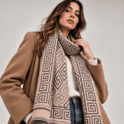 Athena – Dames Sjaal Roze & Grijs