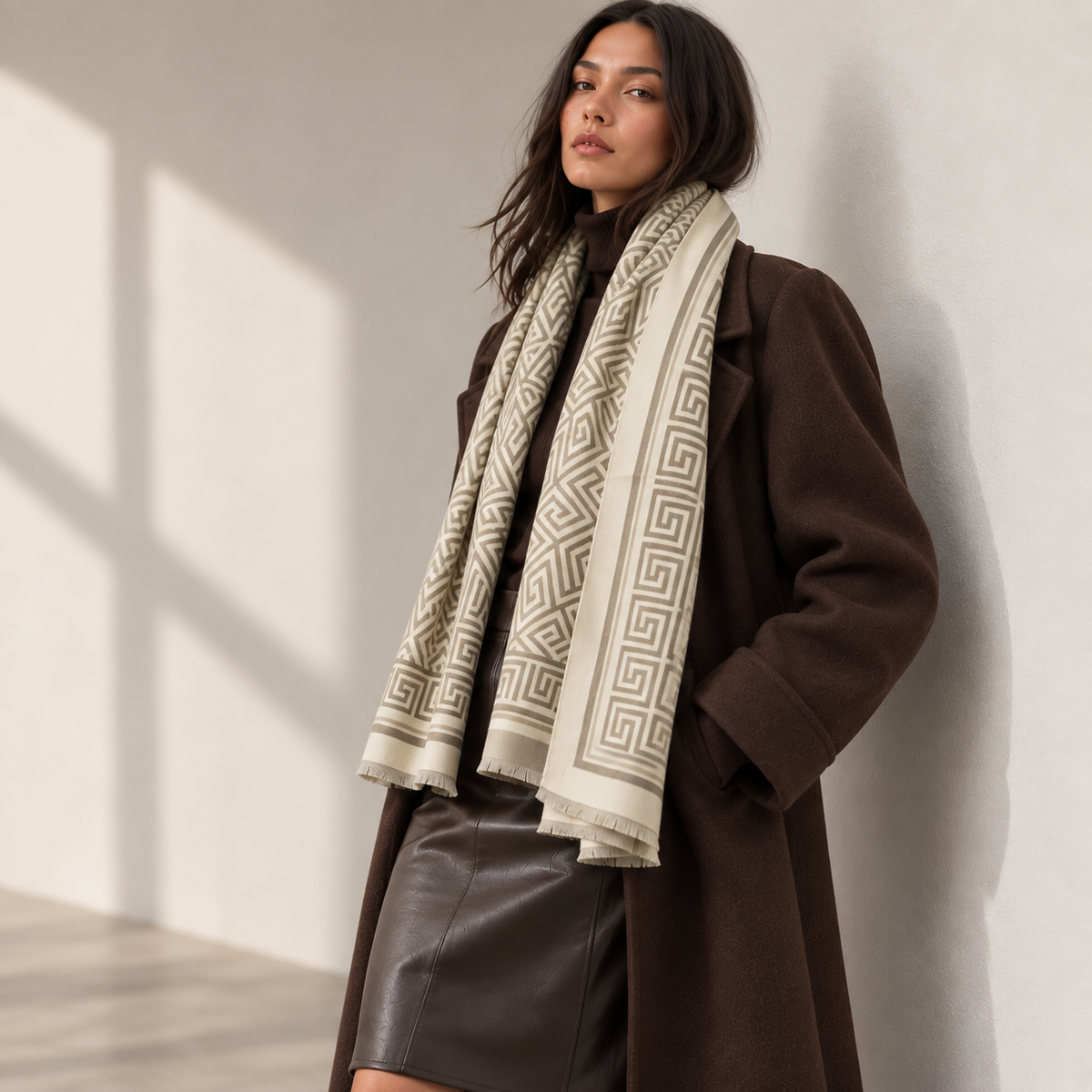 Athena – Dames Sjaal Beige & Taupe