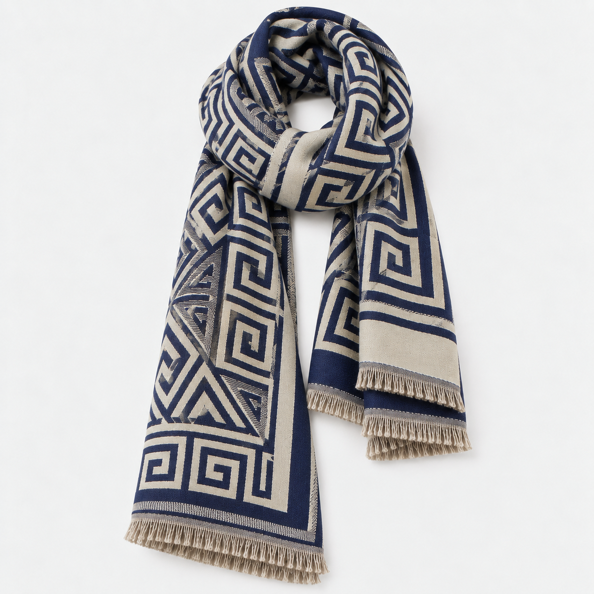 Athena – Dames Sjaal Blauw & Crème