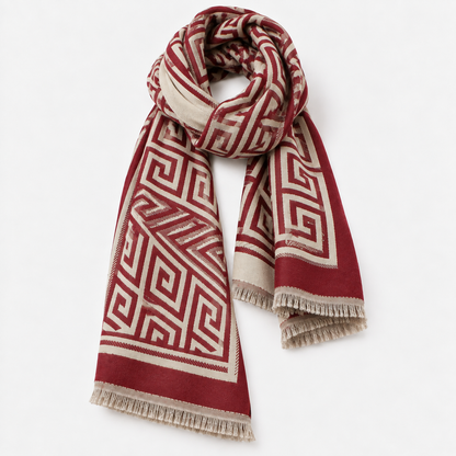 Athena – Dames Sjaal Bordeaux & Beige
