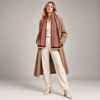 Athena – Dames Sjaal Bordeaux & Beige