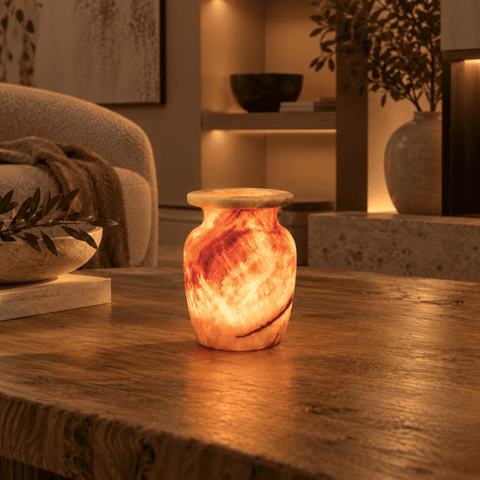 Aura di Luce – Alabaster Natuursteen Waxinelichthouder 9,5 cm