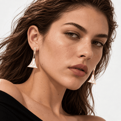Avorio Luxe – 18K goud vergulde Art Deco oorbellen met zilverkleurige inlay
