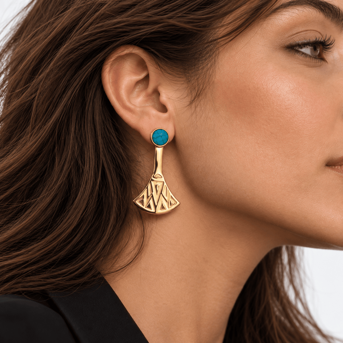 Azzurra Capri – 18K goud vergulde oorbellen met turquoise steen