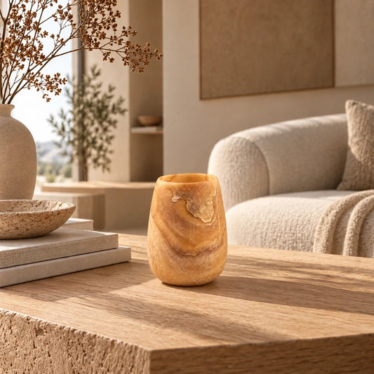 Calore Naturale – Alabaster Natuursteen Waxinelichthouder 11,5 cm
