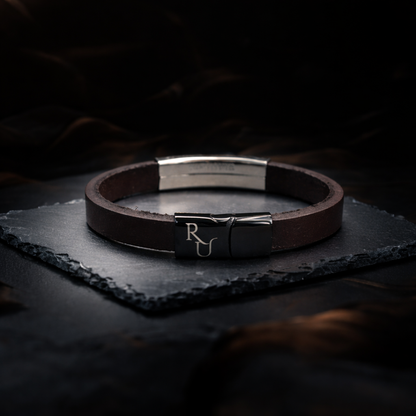 Oro Intreccio Nero – Leren Armband