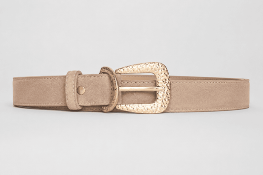 Celine – Damesriem Latte Beige met Suède-Look