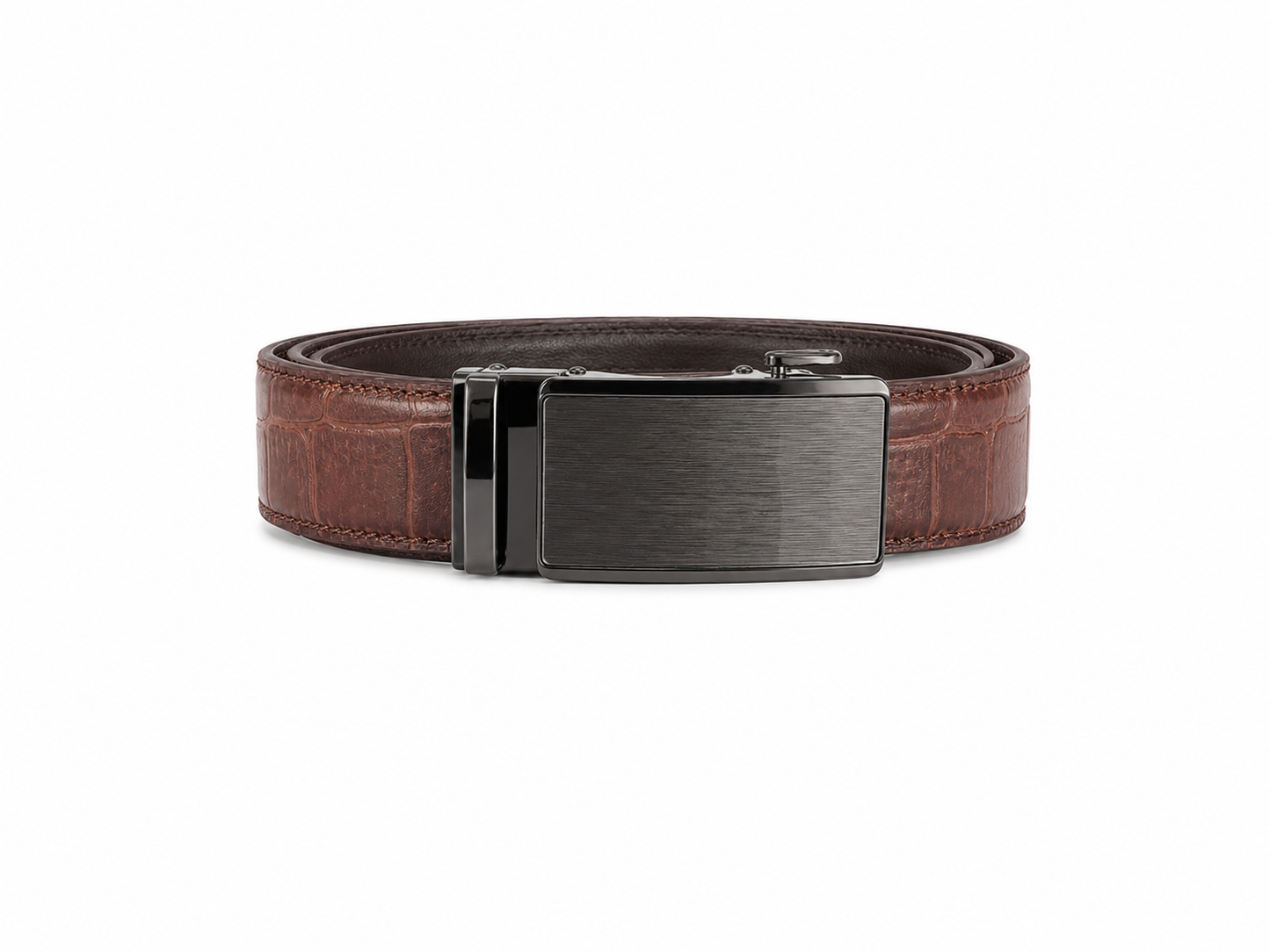 Heren Leren Riem Croco Cognac – Zonder Gaatjes