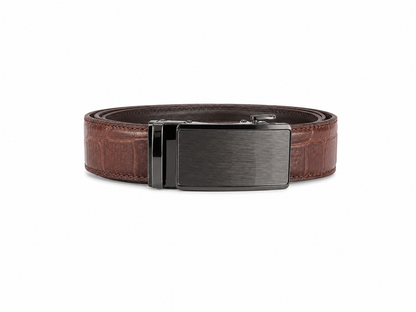 Heren Leren Riem Croco Cognac – Zonder Gaatjes