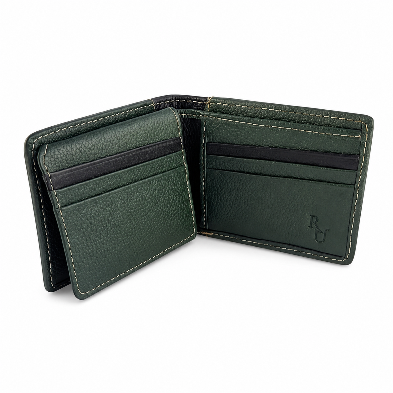 Leren Portemonnee Groen/Zwart – Verde Élan