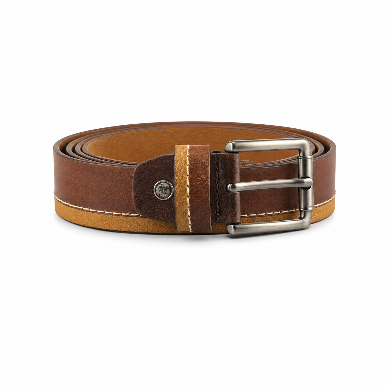 Heren Leren Riem Bronze Duo