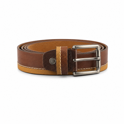 Heren Leren Riem Bronze Duo