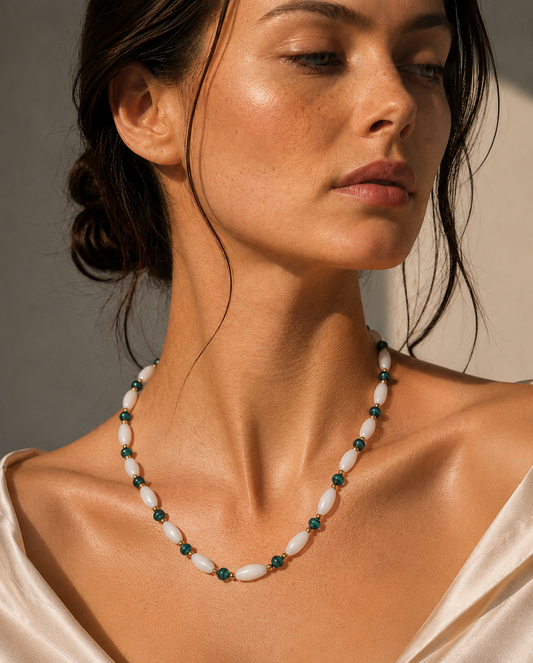 Élégance Vert Émeraude – Dames Edelsteen Ketting