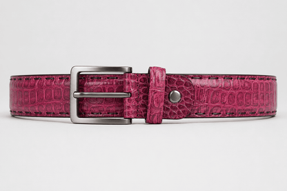 Dames Leren Riem Fuchsia Croco