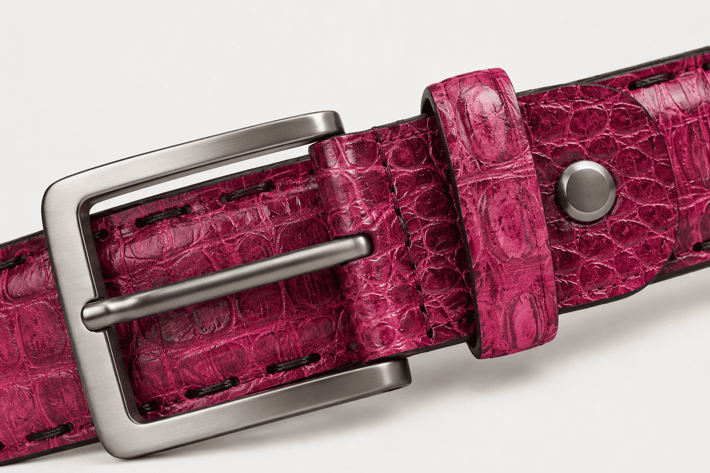 Dames Leren Riem Fuchsia Croco