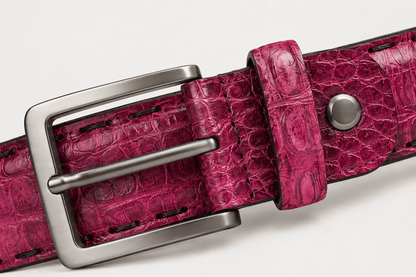 Dames Leren Riem Fuchsia Croco