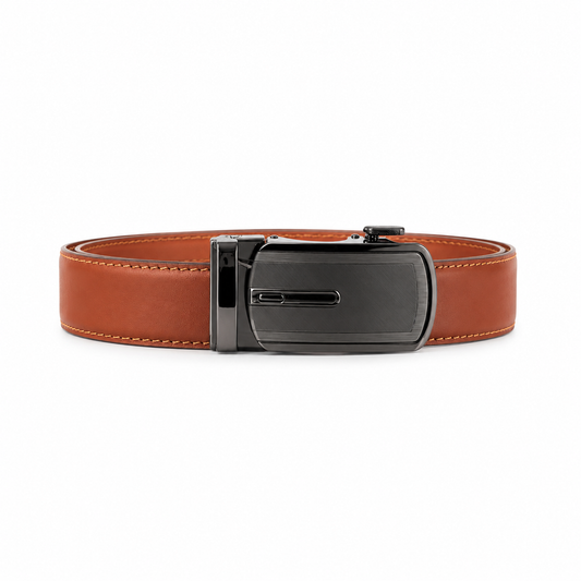 Heren Leren Riem Cognac Elegance – Zonder Gaatjes