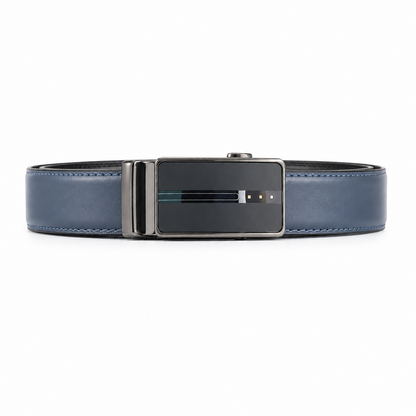 Heren Leren Riem Midnight Blue Elegance – Zonder Gaatjes