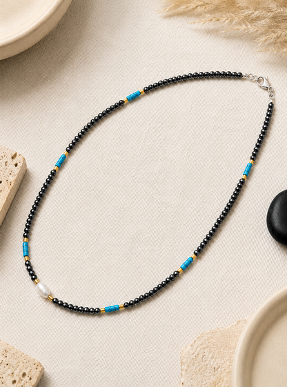 Edelsteen ketting Noir & Turquoise Élancé