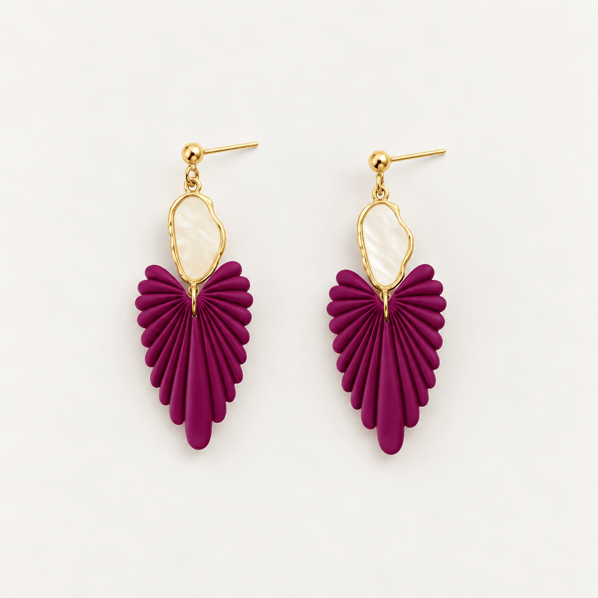 Nacre Dream – Goud Vergulde Dames Oorbellen Bordeaux