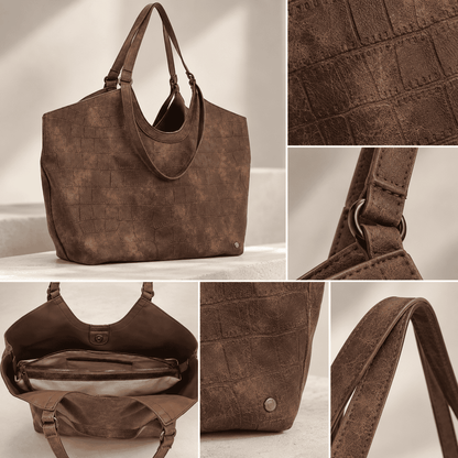 Cologne – Dames Schoudertas Bruin met Crocoprint