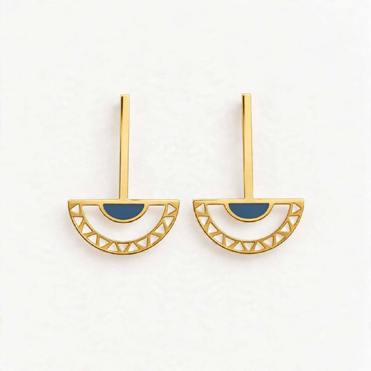 Eclissi Blu – 18K goud vergulde oorbellen met blauwe emaille