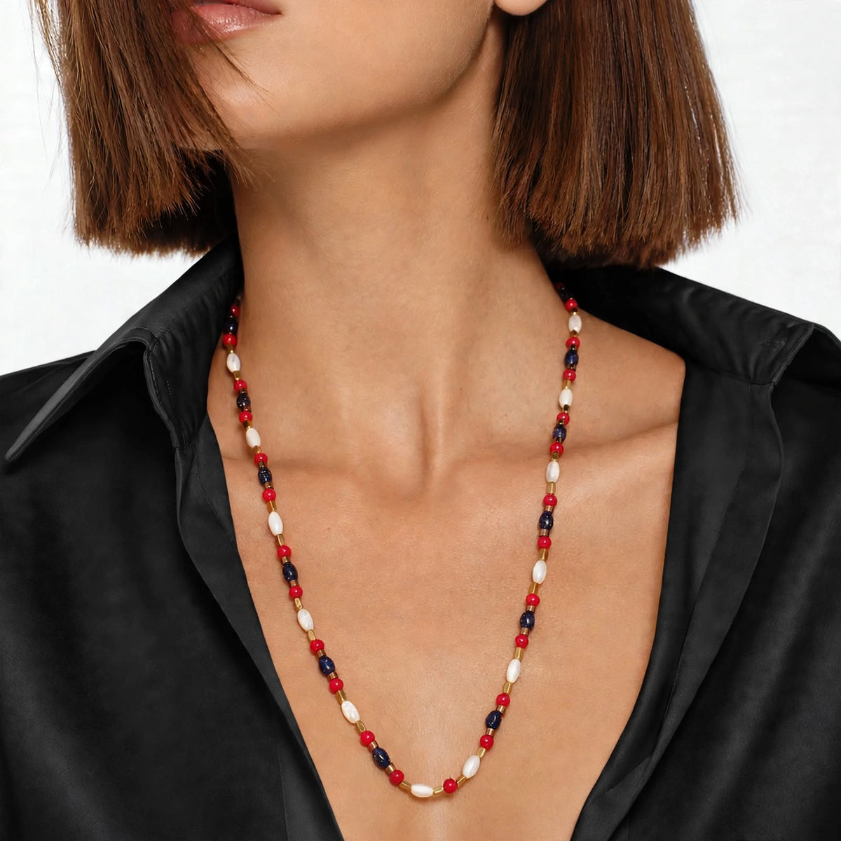 Perles de Minuit Rouge – Dames Edelsteen Ketting